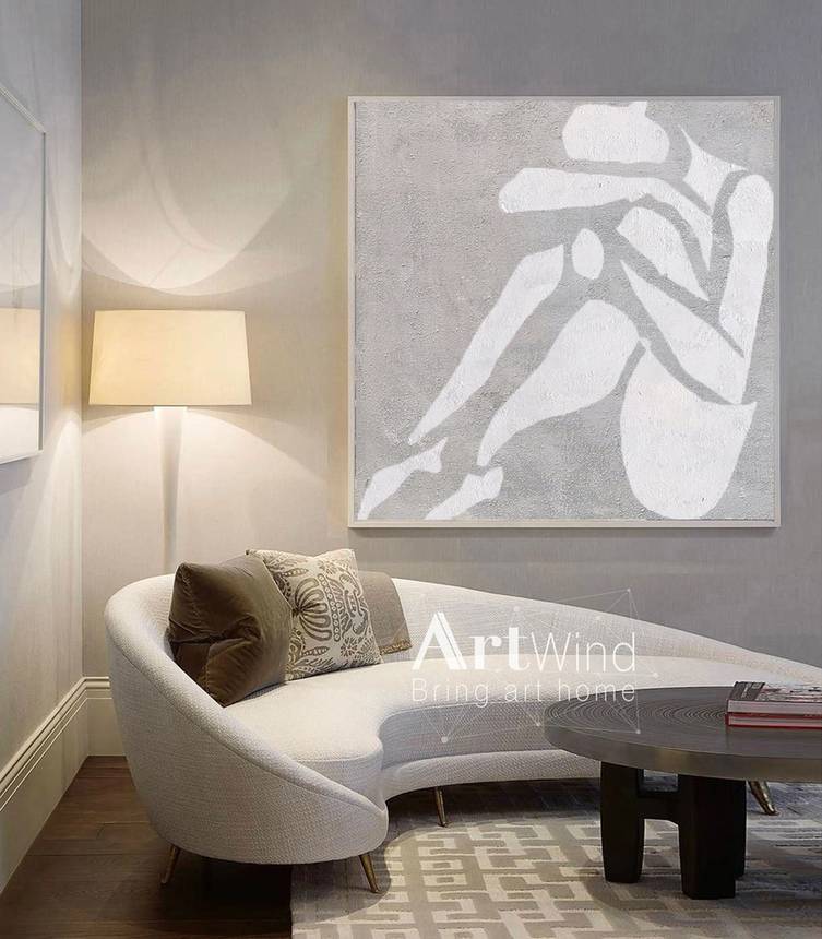 Hallway Handmade Room Your White Abstract Canvas Artwork 6T4QA